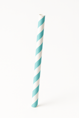 Vibrant Aqua Striped Paper Straws