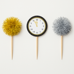 New Year's Eve Countdown Clock & Tinsel Party Picks, 16-Pack