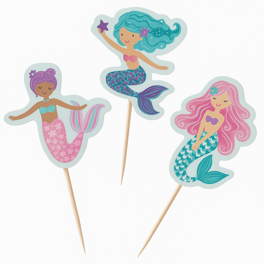 Enchanting Mermaid Cupcake Picks - 24 Count