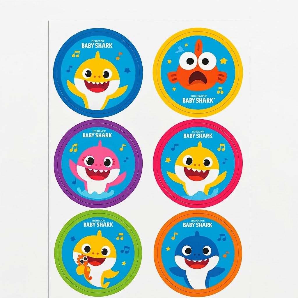 Baby Shark Sticker Variety Pack - 24 Stickers, 4 Sheets