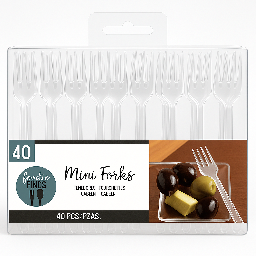 Clear Mini Plastic Cocktail Forks - 40 Pack