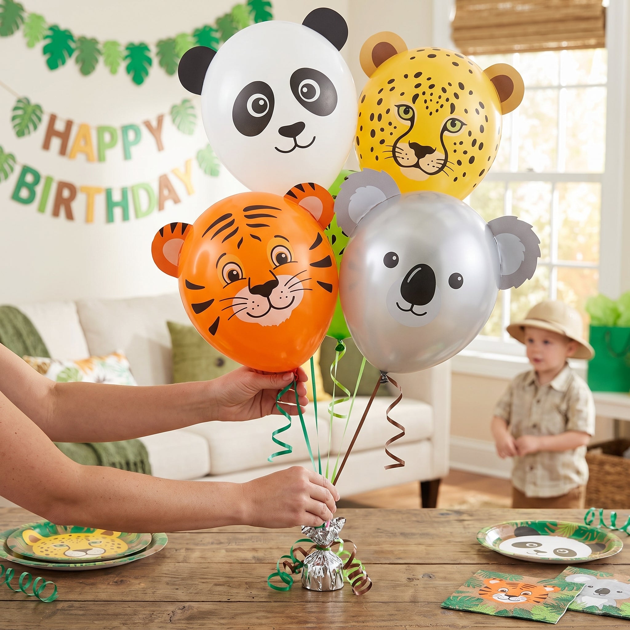 Jungle Safari Animal Balloon Decorating Kit - 12" Latex Balloons, 6 Pack