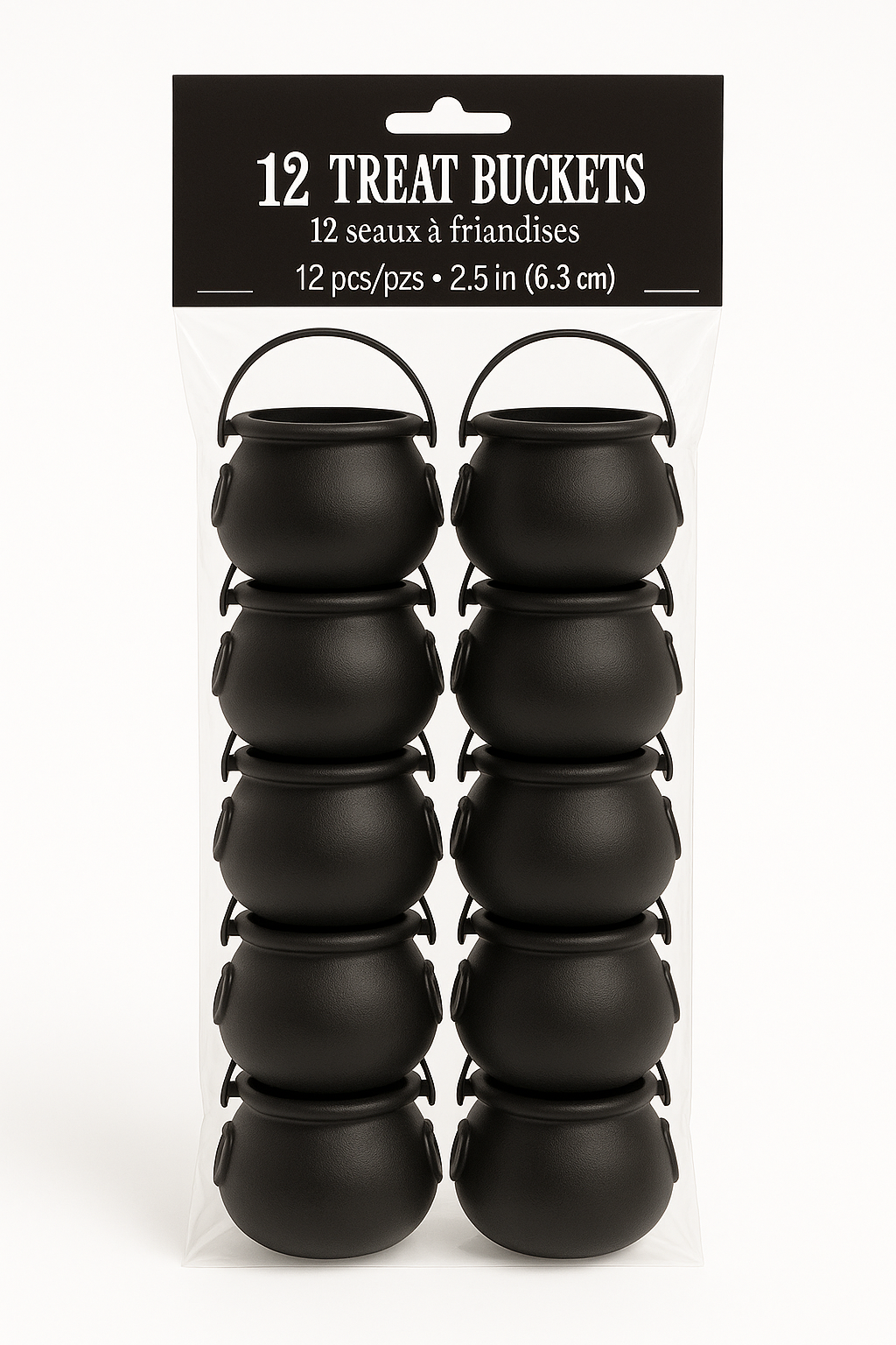 Black Halloween Candy Cauldrons - 12 Pack
