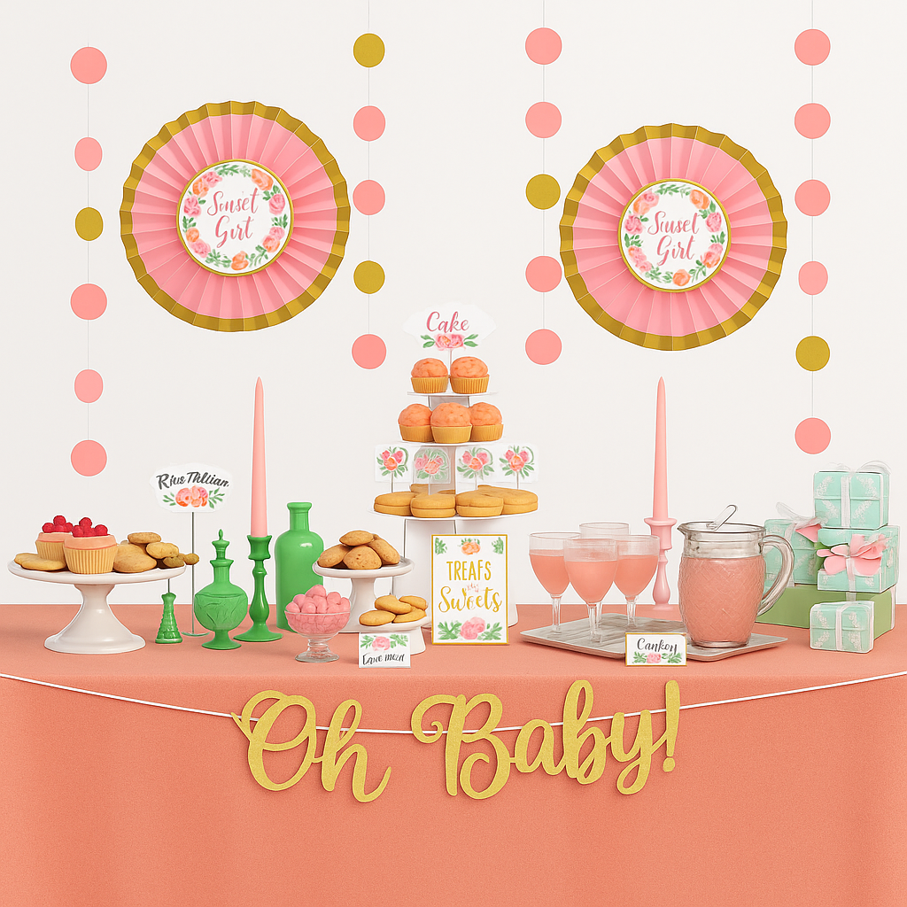 Floral Baby Shower Candy Buffet Decorating Kit, 23-Piece