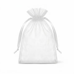 Elegant White Organza Wedding Favor Bags - 12 Pack