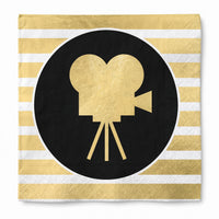 Hollywood Awards Night Lunch Napkins - Gold & Black Striped, 6.5-inch, 40 Pack