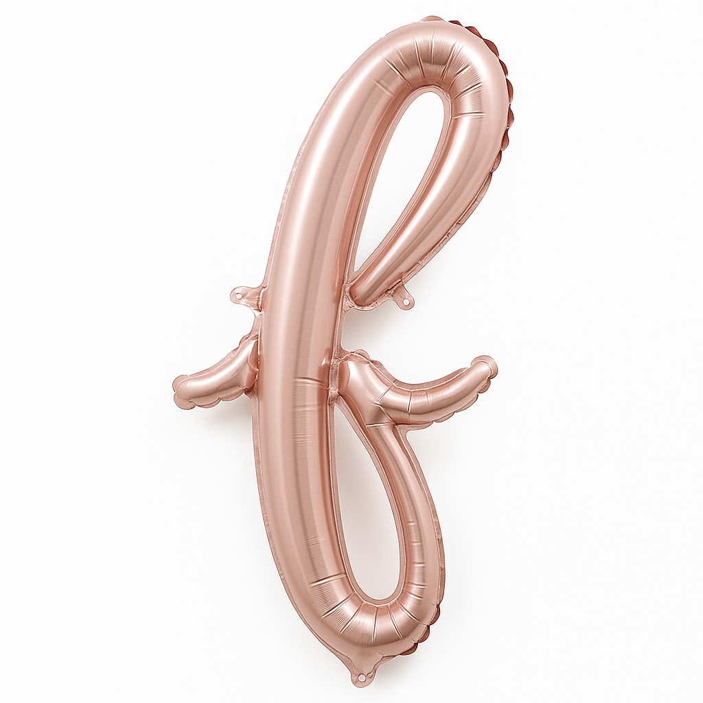 Rose Gold Script Letter "F" Balloon - Air-Filled Foil Decoration