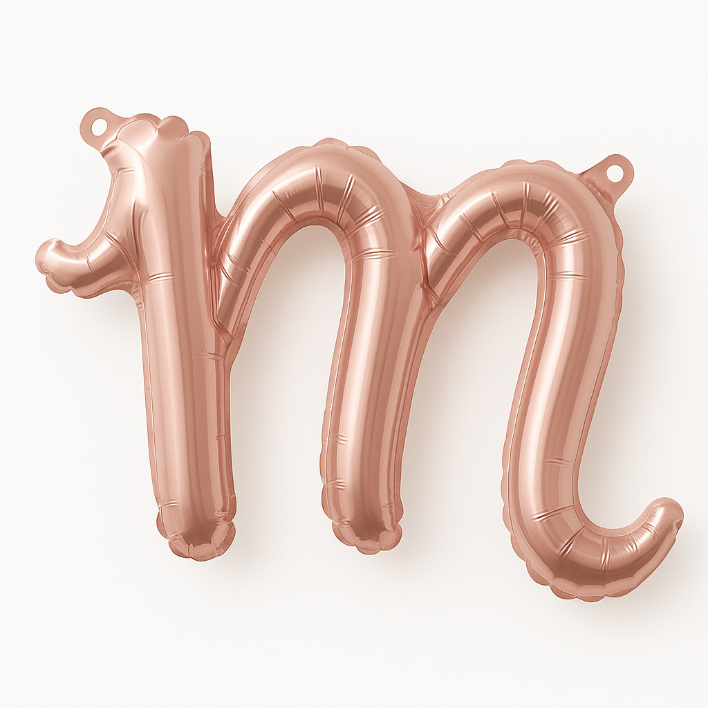 Rose Gold Script Letter 'M' Air-Filled Foil Balloon