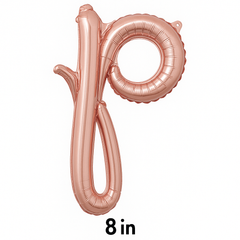 Rose Gold Script Letter "P" Foil Balloon - 8-Inch Air-Filled Decor