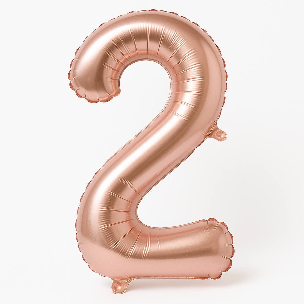 Rose Gold Script Number 2 Balloon - 8-Inch Foil Air-Filled