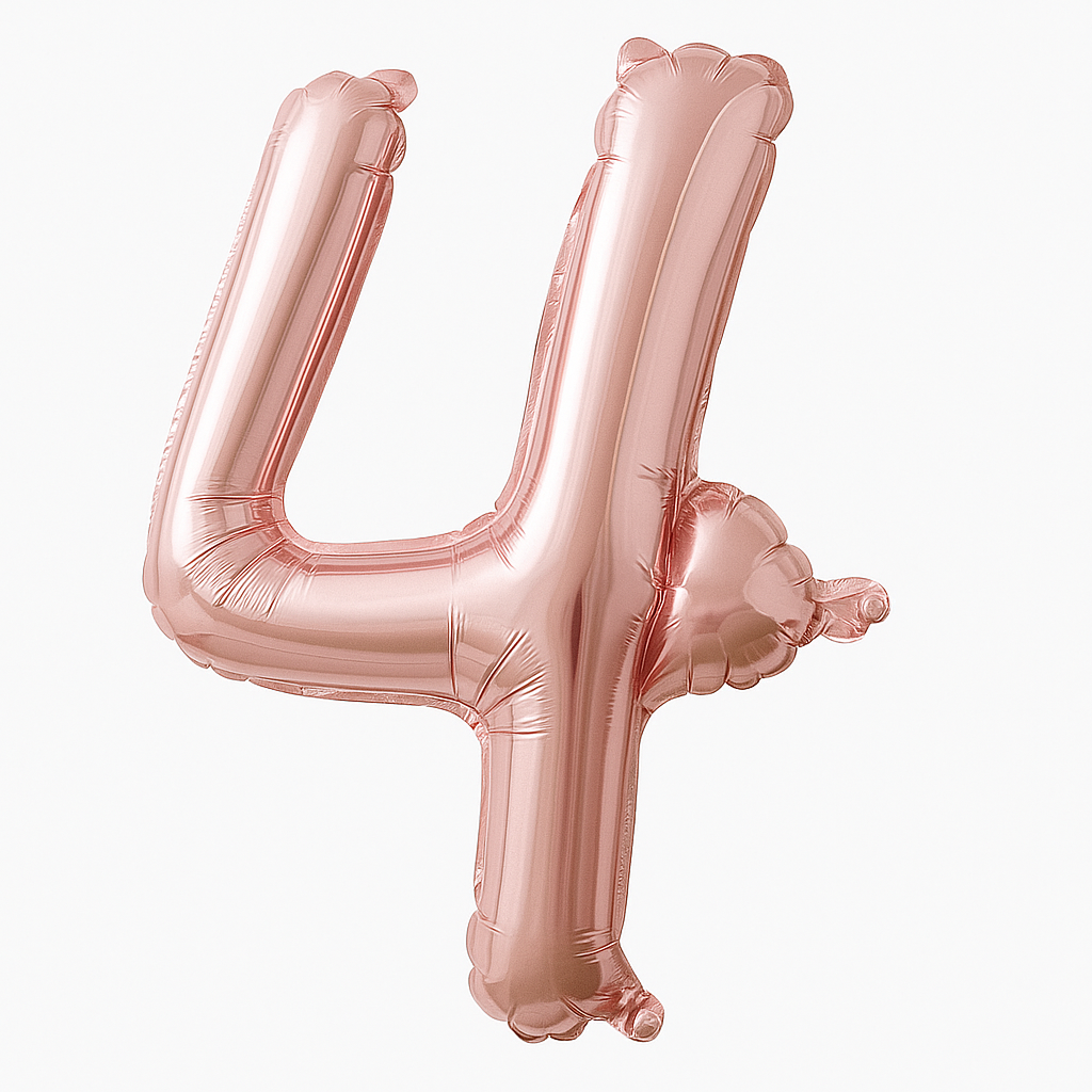 Rose Gold Cursive Number 4 Foil Balloon - Air-Filled, 8-Inch