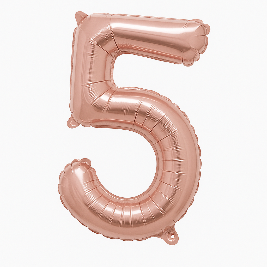 Rose Gold Script Number 5 Foil Balloon - 8 Inch Air-Filled