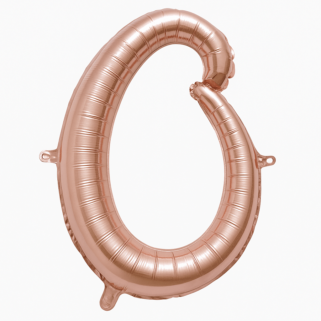 Rose Gold Script Number 0 Foil Balloon - 8 Inch, Air-Filled