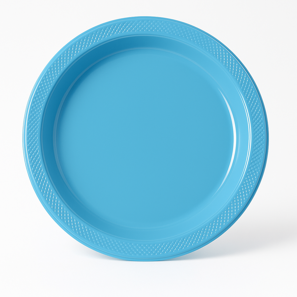 Sturdy 10.25" Blue Plastic Dinner Plates - Pack of 20
