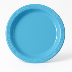 Sturdy 10.25" Blue Plastic Dinner Plates - Pack of 20