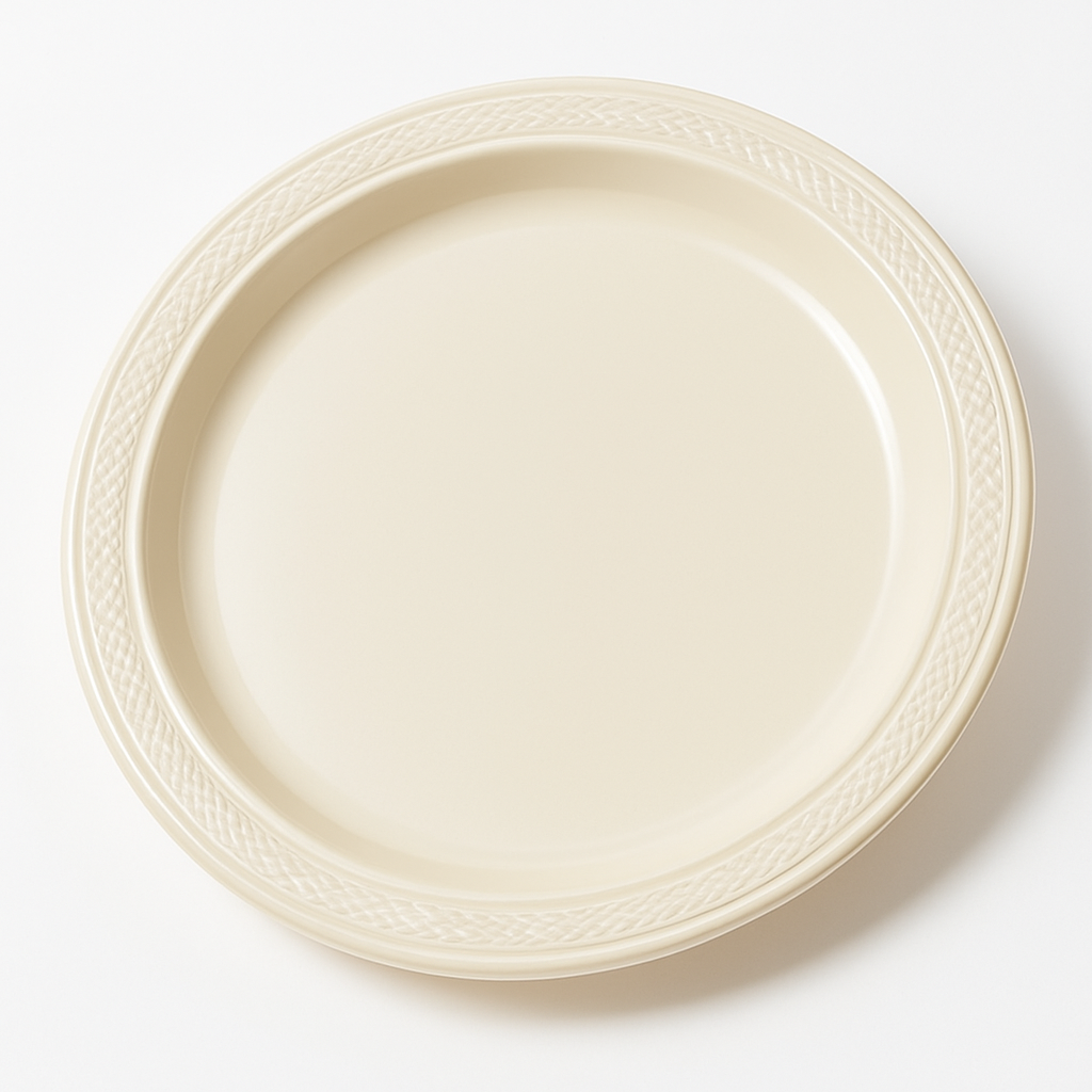 White 7" Round Plastic Dessert Plates - 20 Pack