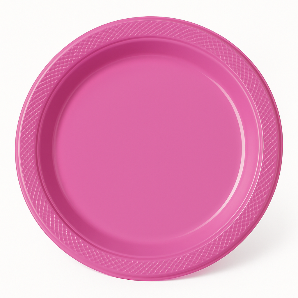 Bright Pink 7" Plastic Dessert Plates, 20 Pack