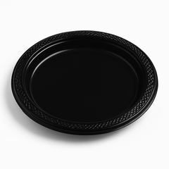 Elegant Black 7" Round Plastic Dessert Plates - 20 Pack