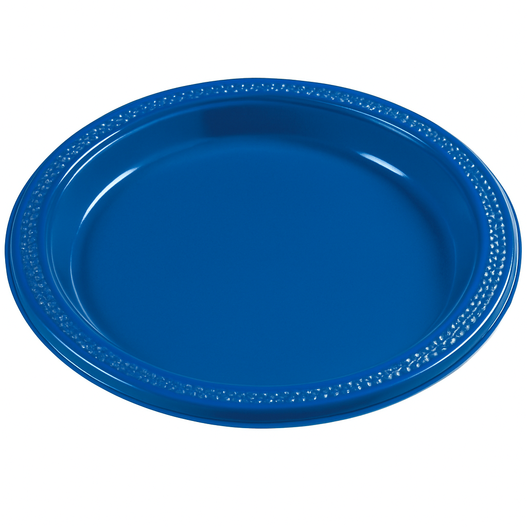 Royal Blue 9‚Äù Round Plastic Plates - 20 Pack