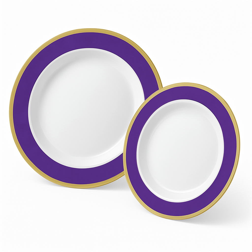 Premium Purple Border Plastic Plates
