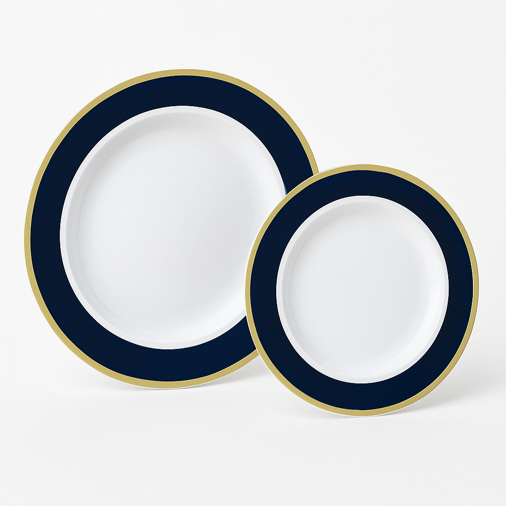 True Navy Bordered Plastic Premium Plates
