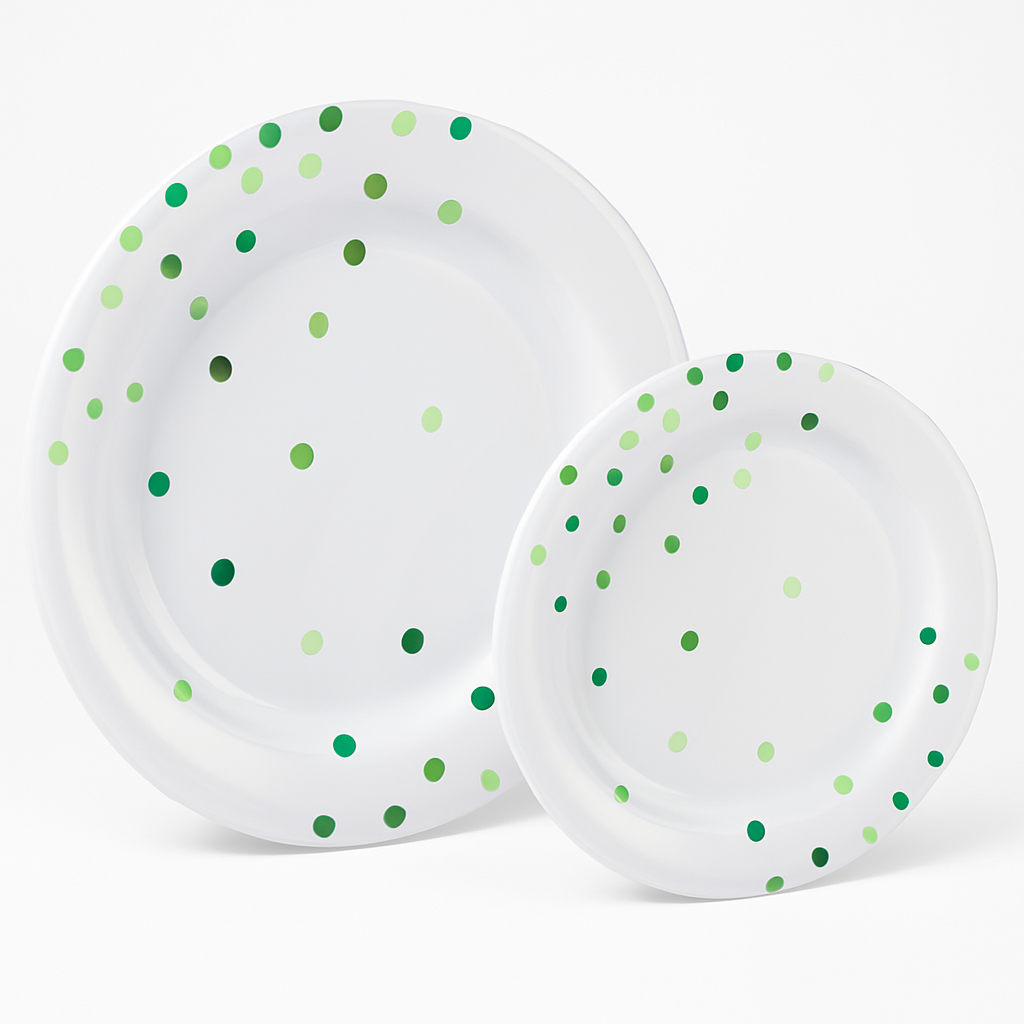 Festive Green Premium Plastic Plates - Multipack
