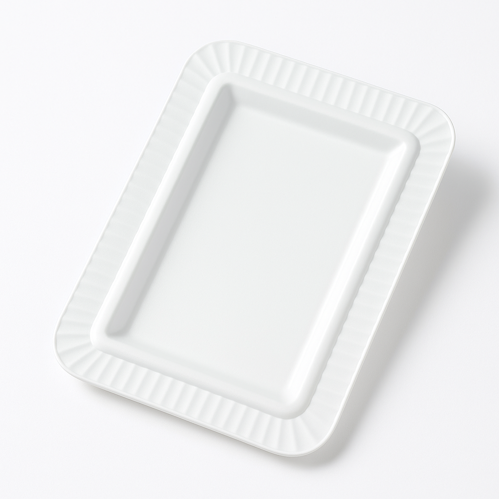 Premium White Rectangle Plastic Appetizer Plates - 5"x7", 32 Pack