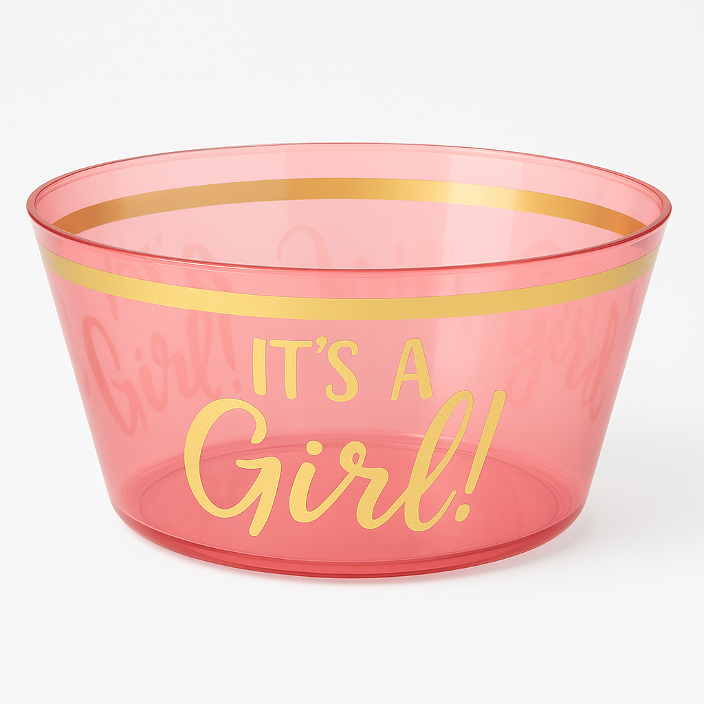 "It's a Girl" Pink & Gold Plastic Serving Bowl - 10"