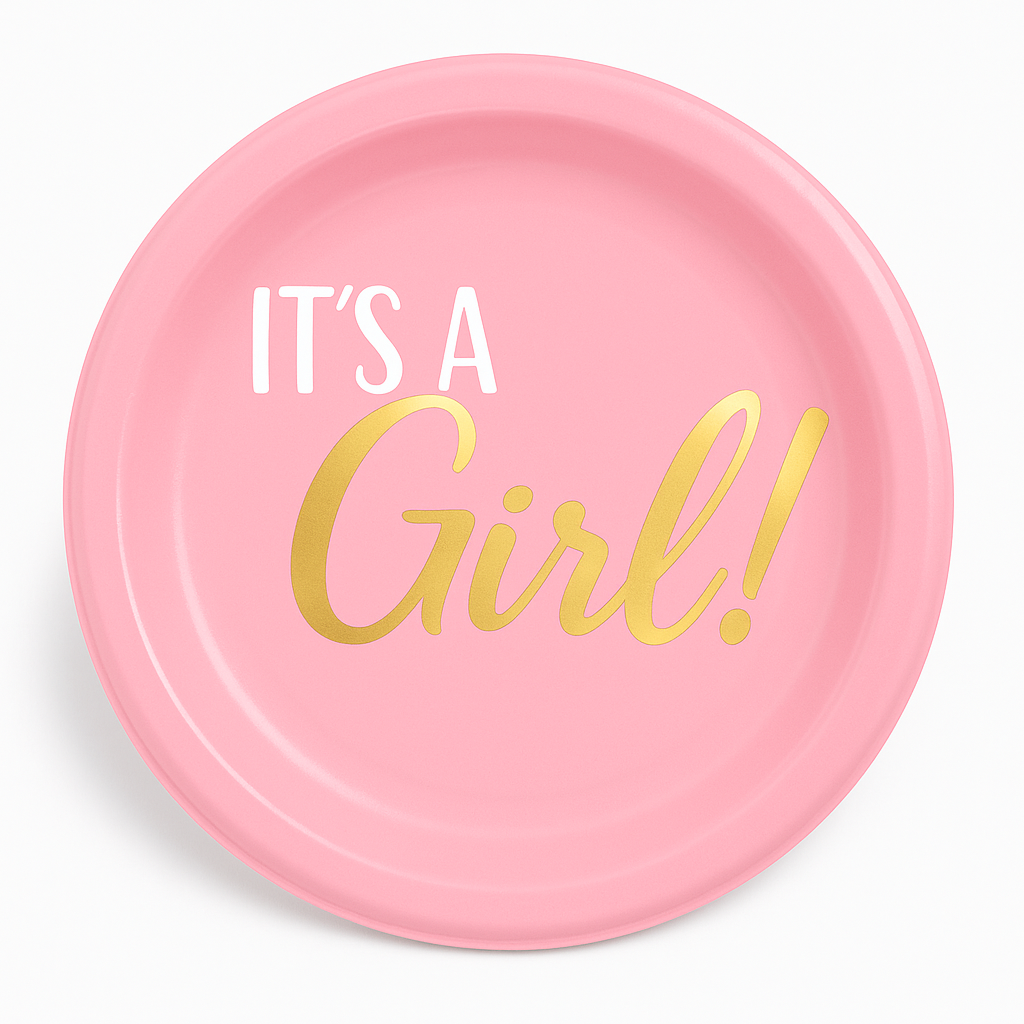 ‚ÄúIt's a Girl‚Äù Pink Reusable Lunch Plates, 7.5-Inch, 20-Count