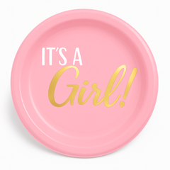 ‚ÄúIt's a Girl‚Äù Pink Reusable Lunch Plates, 7.5-Inch, 20-Count