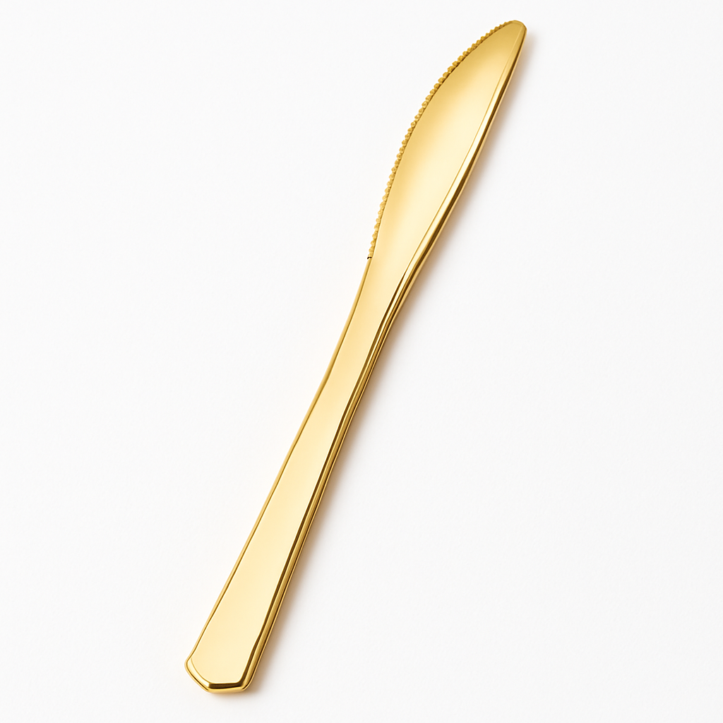 Gold Premium Metallic Plastic Knives - Solid Color Collection