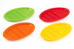 Let's Fiesta Oval Divided Reusable Dinner Plates - 4 Pack