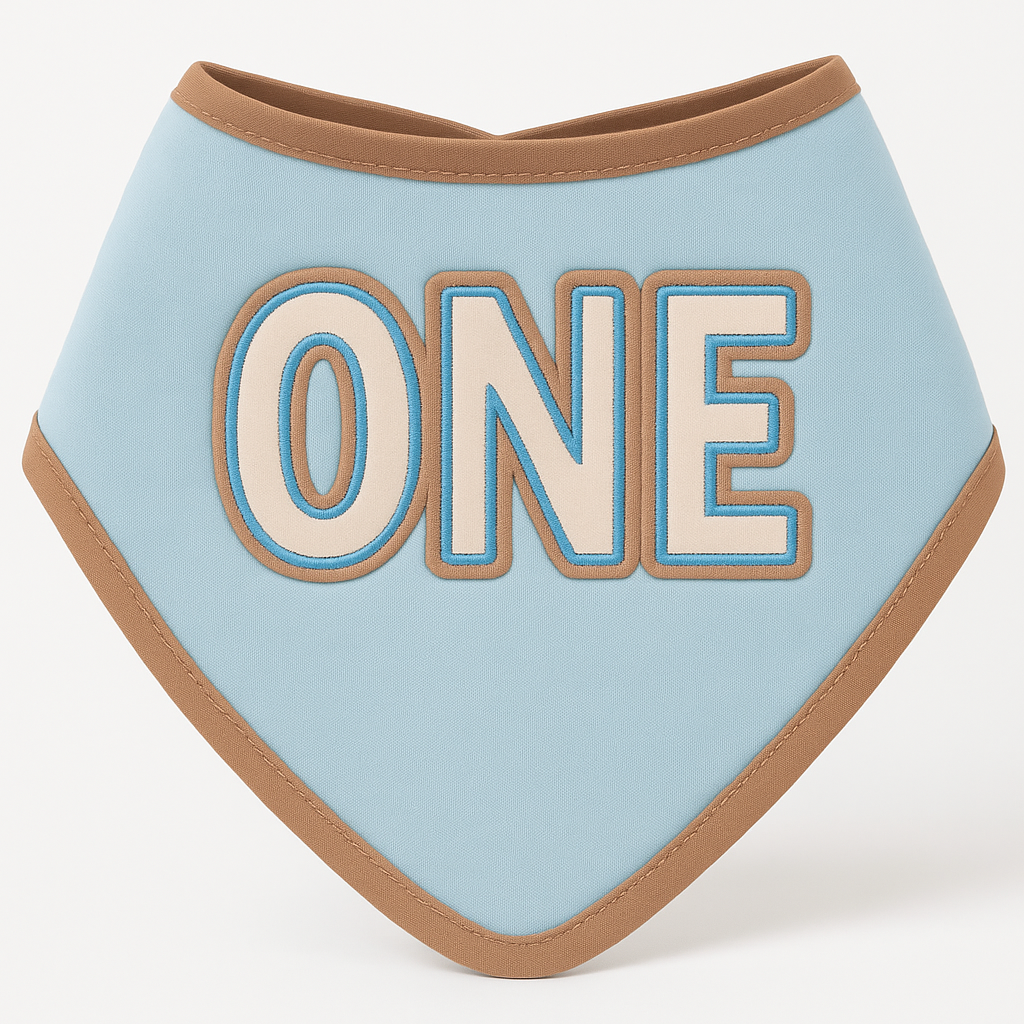 Baby's First Birthday Bib - Blue "ONE" Design