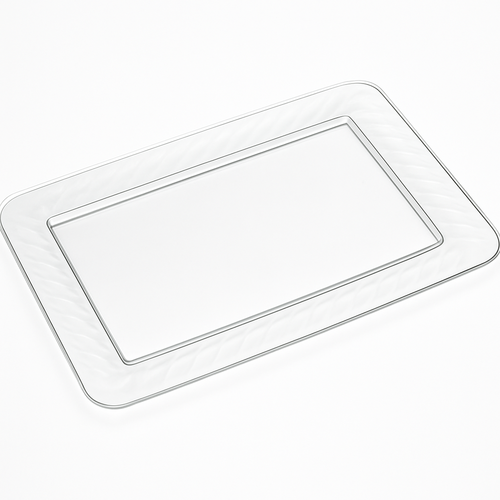 Clear Rectangular Plastic Serving Tray - 11" x 18"