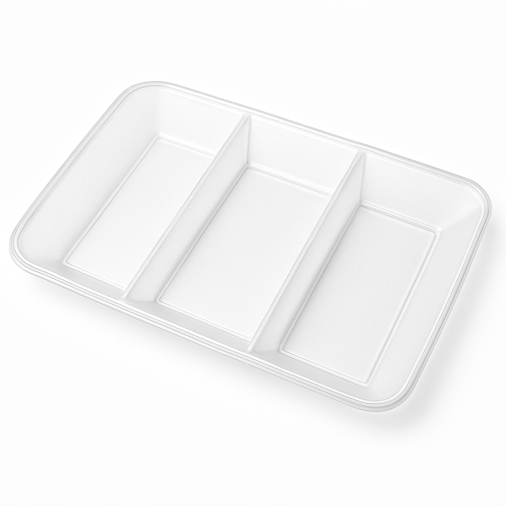 White Rectangular Sectional Serving Platter - 9.5" x 14.25"