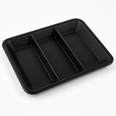Black Plastic Compartment Serving Tray - 9.5" x 14.25"