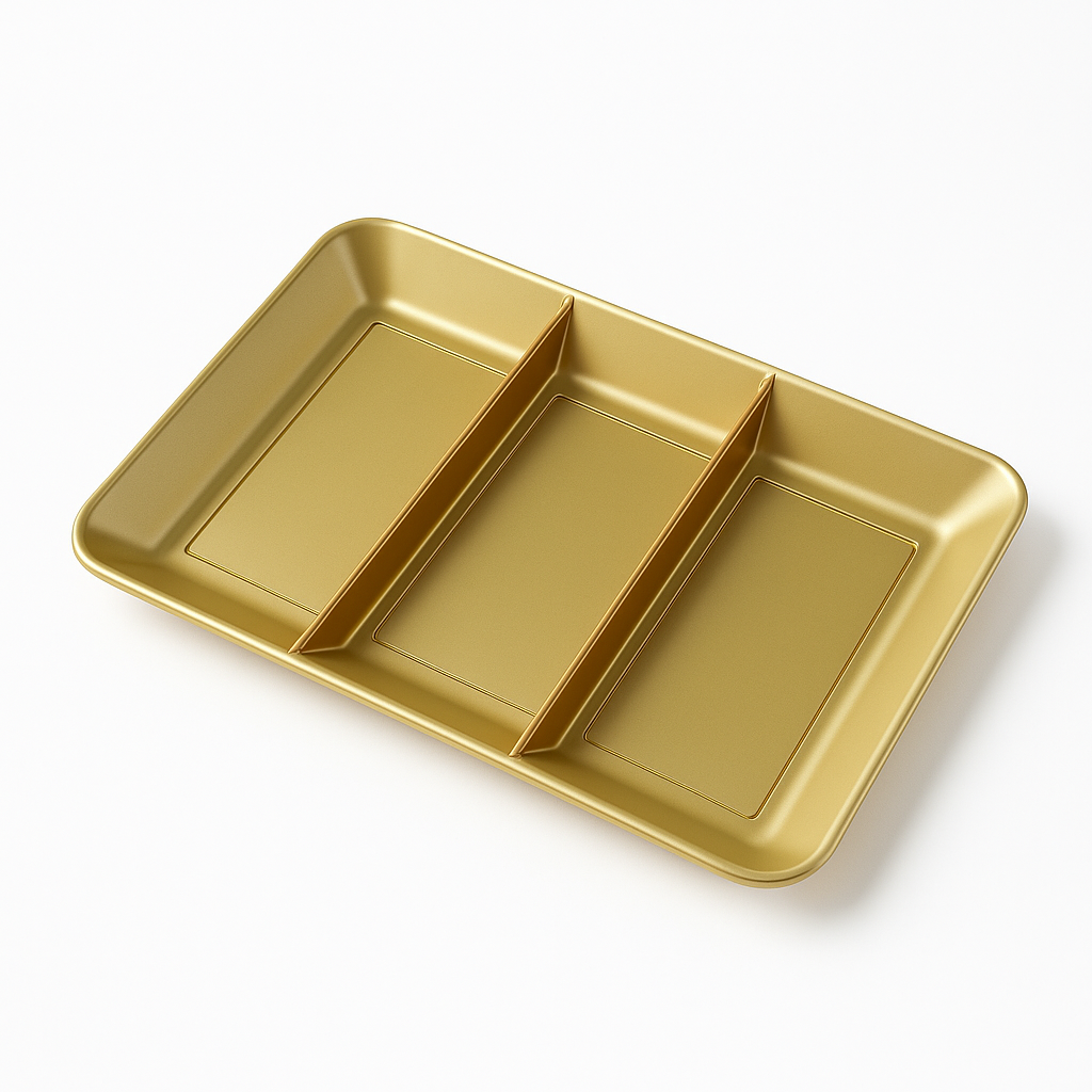 Elegant Gold Compartment Serving Tray - 14" Rectangular
