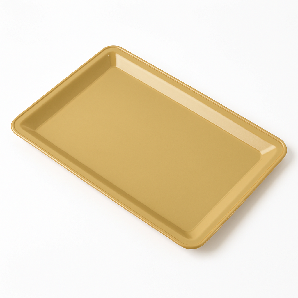 Elegant Gold Rectangle Plastic Serving Tray - 9" x 14.25"