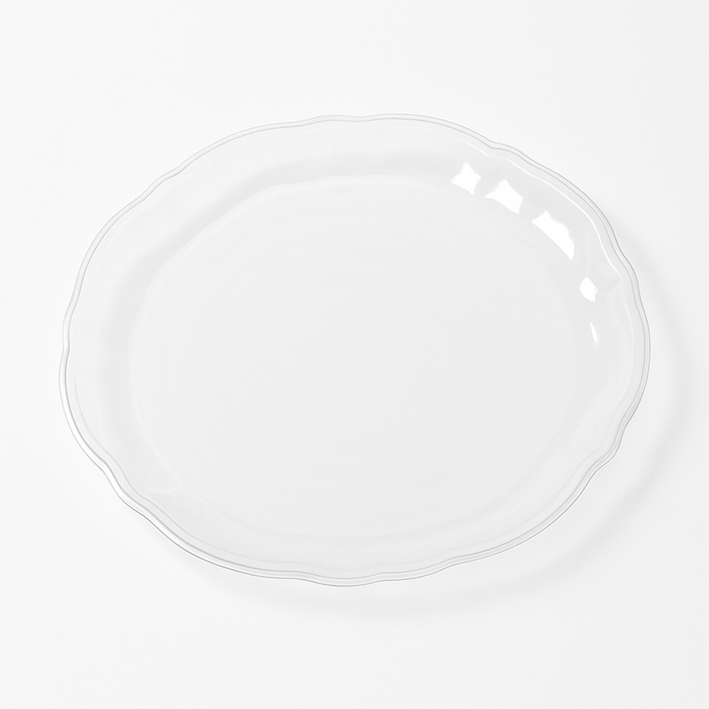Clear Scalloped 12" Round Plastic Serving Platter