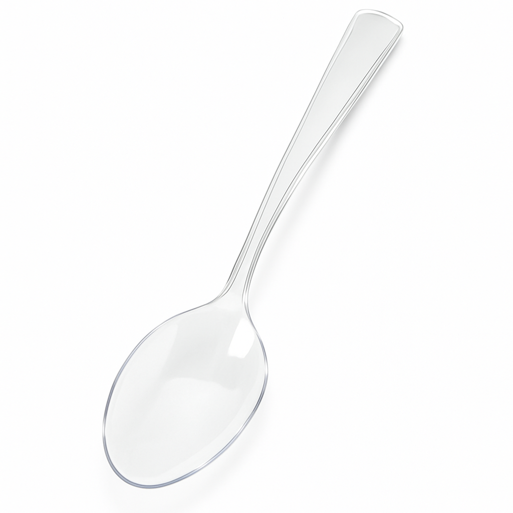 Clear 9.75" Plastic Serving Spoons for Catering