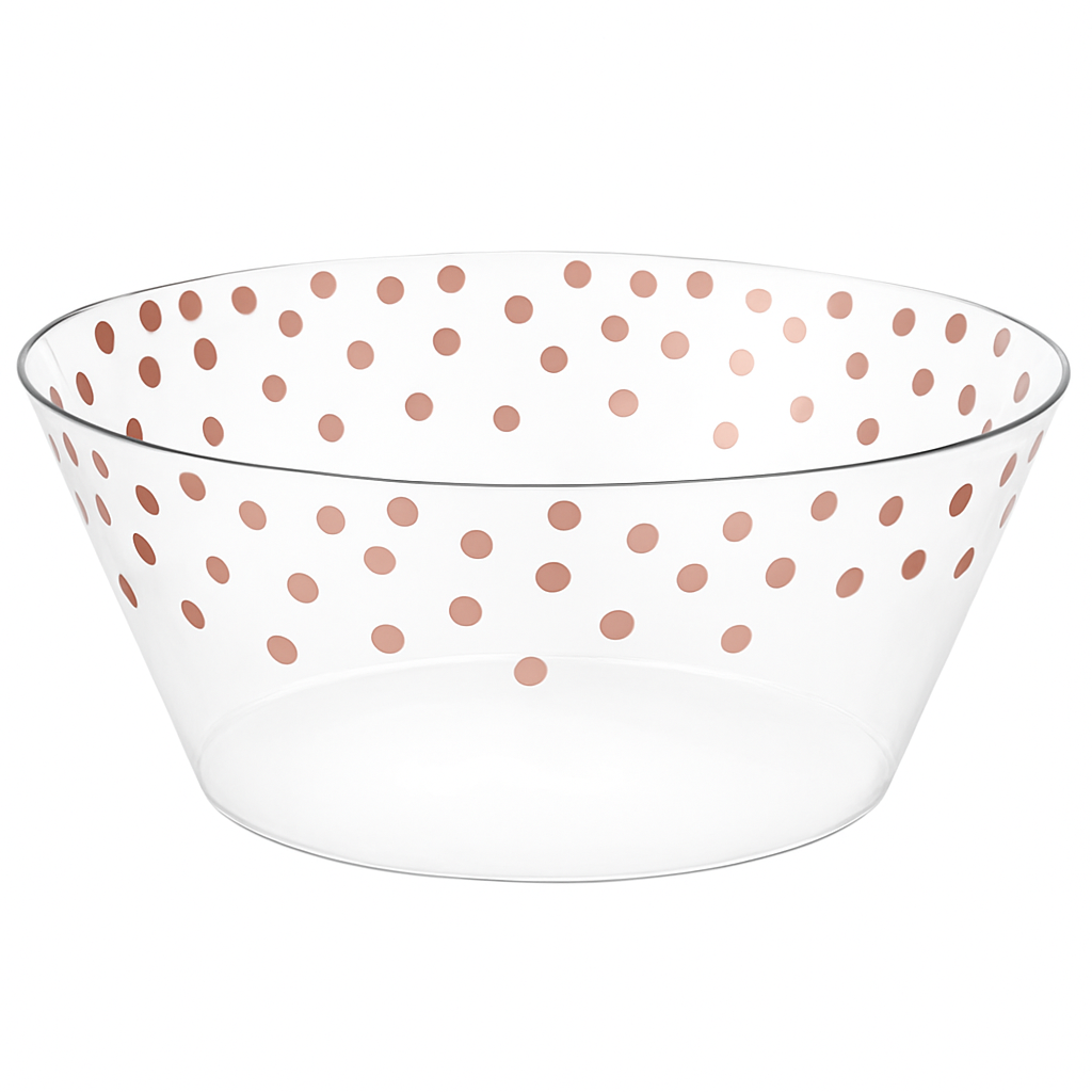 Rose Gold Polka Dot Large Plastic Serving Bowl