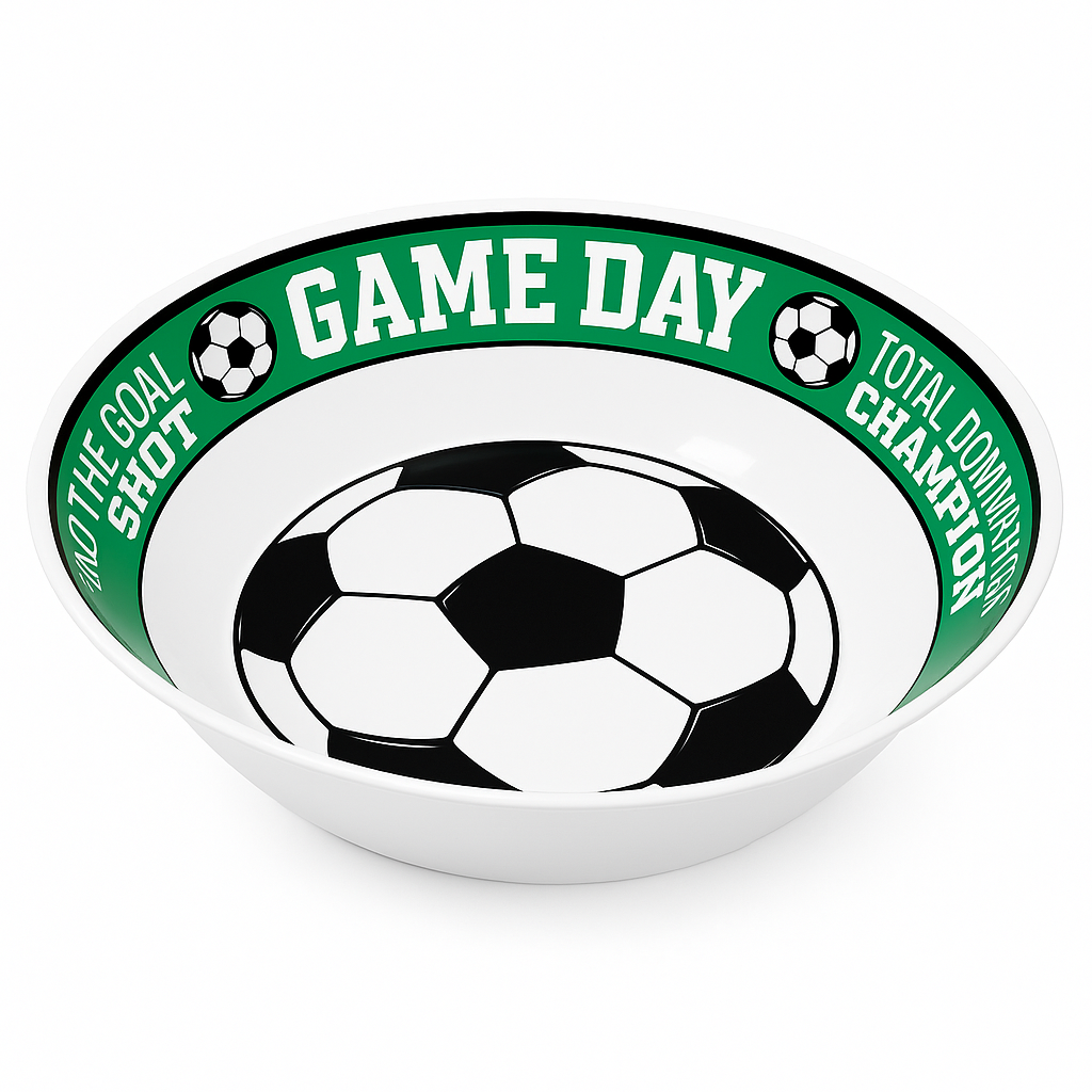 Soccer "Game Day" Melamine Serving Bowl - 13" Reusable Sports Party Accessory