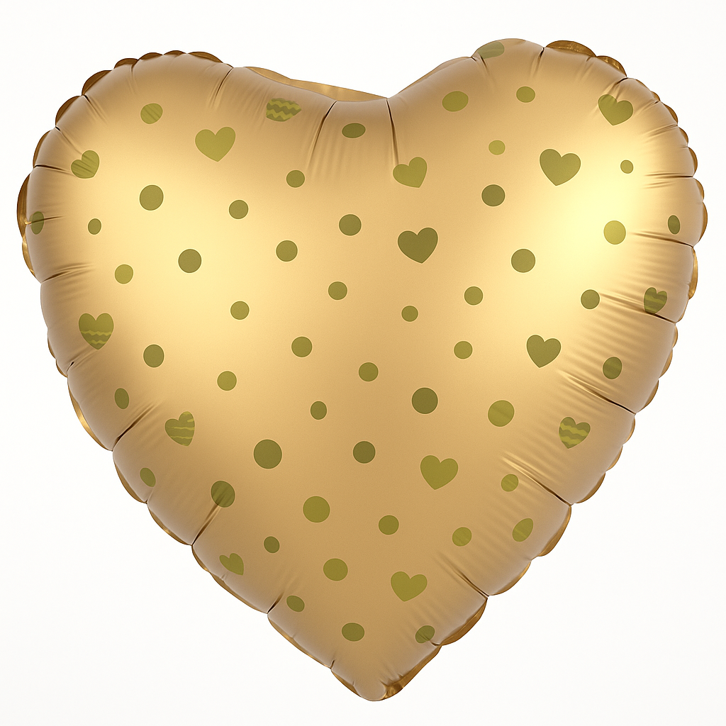 Gold Heart Foil Balloon with Polka Dots