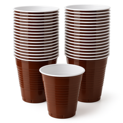 High-Capacity Brown Plastic Cups - 18oz, Solid Color