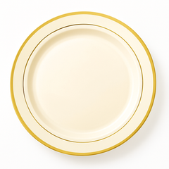 Elegance Collection 12" Cream Dinner Plates with Gold Trim - 10 Pack