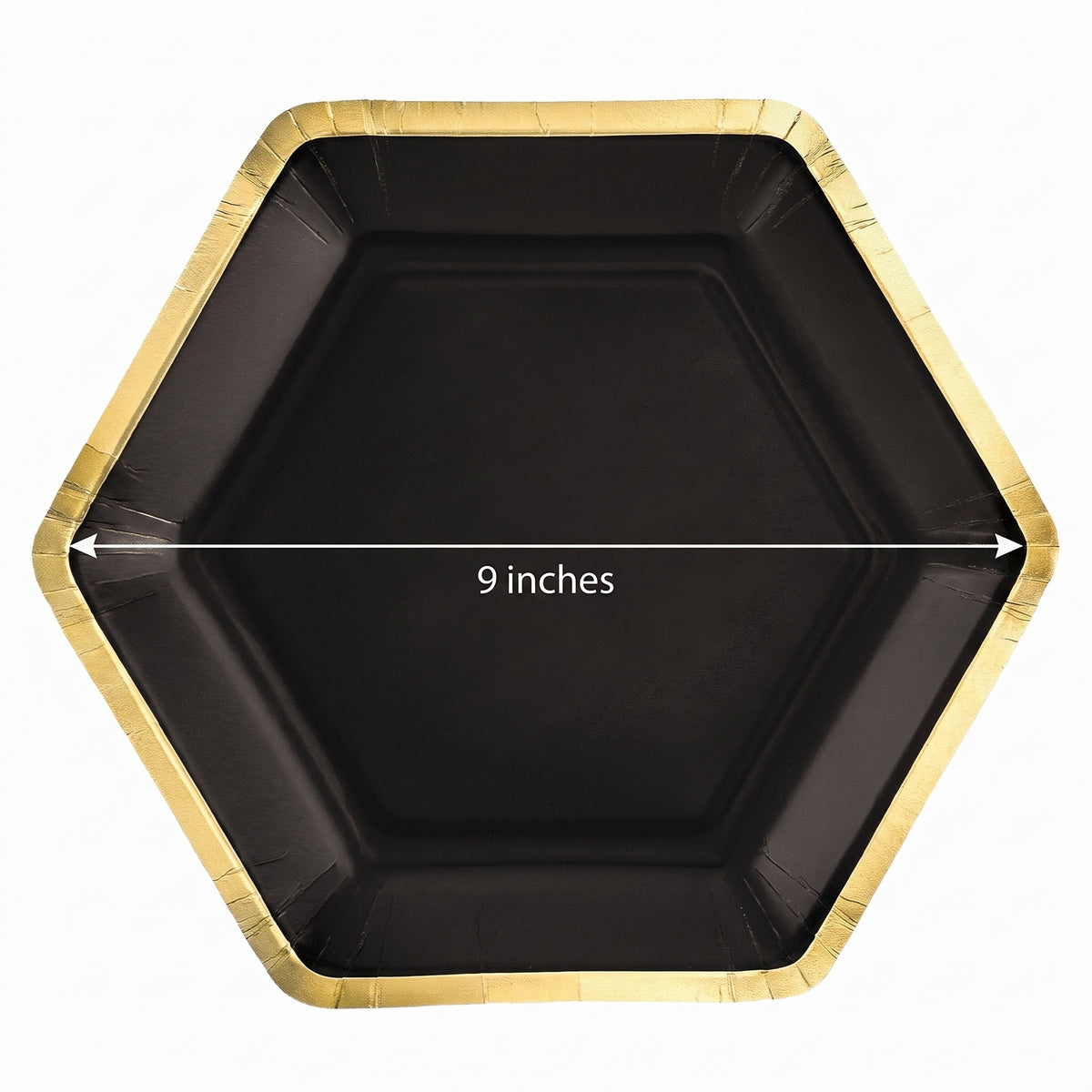 Black Hexagonal Metallic 9" Dinner Plates