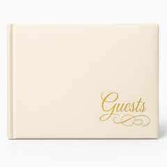 Elegant Ivory Wedding Guest Book with Gold Detail