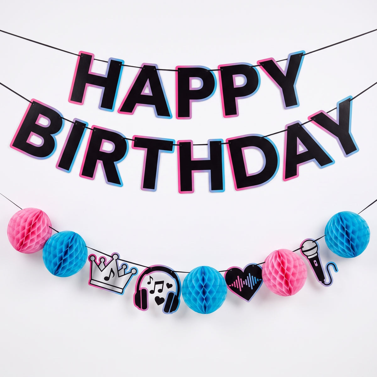 Internet Famous Double Birthday Banner Set - Pink, Blue, Black