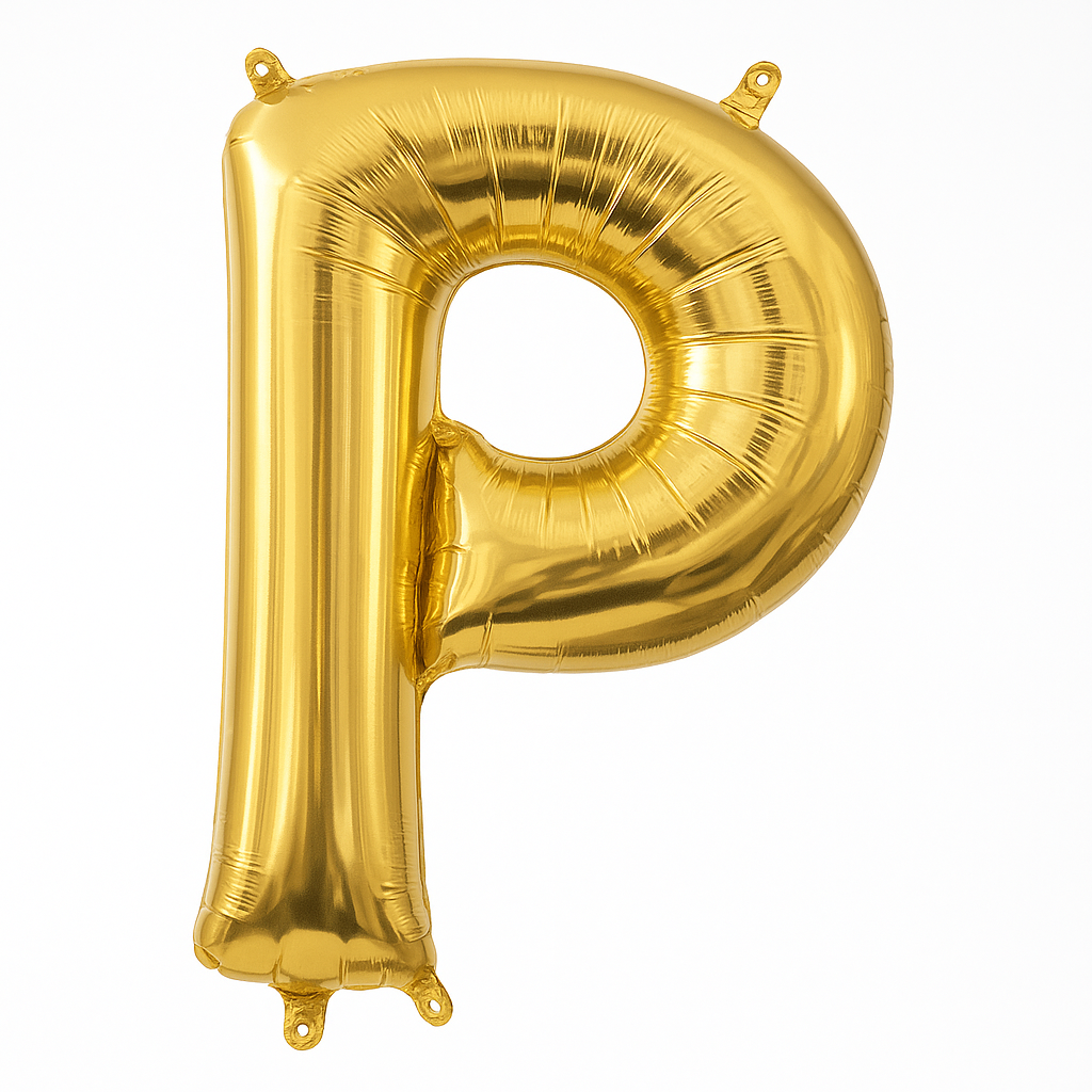 Gold Foil Letter 'P' Air-Filled Balloon