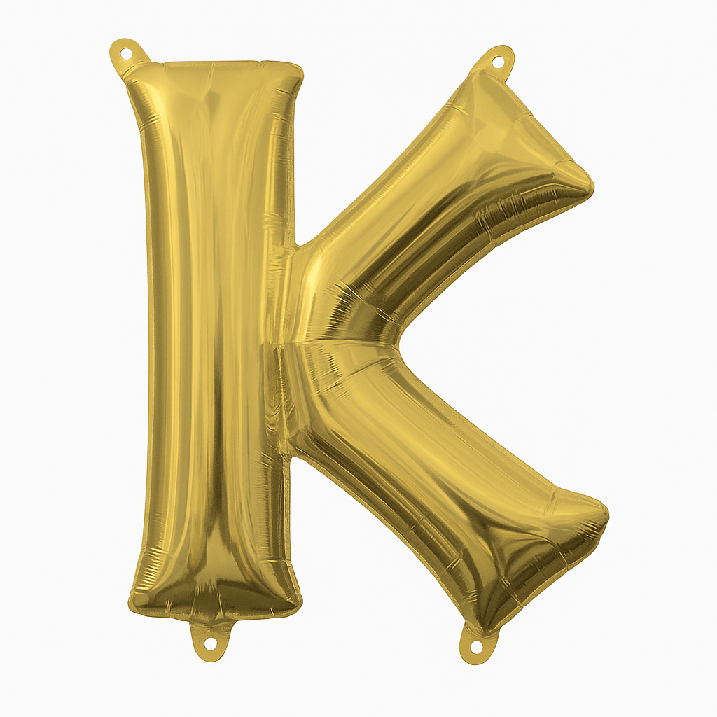 Gold Metallic Letter "K" Air-Filled Balloon